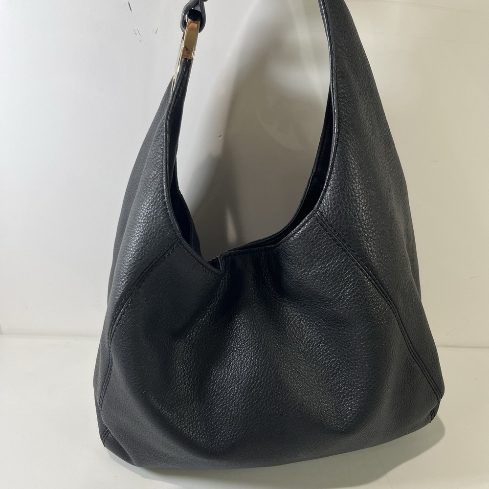 Y2K Michael Kors Fulton Black Pebbled Leather Large Hobo Shoulder Bag Buttery - Picture 3 of 9